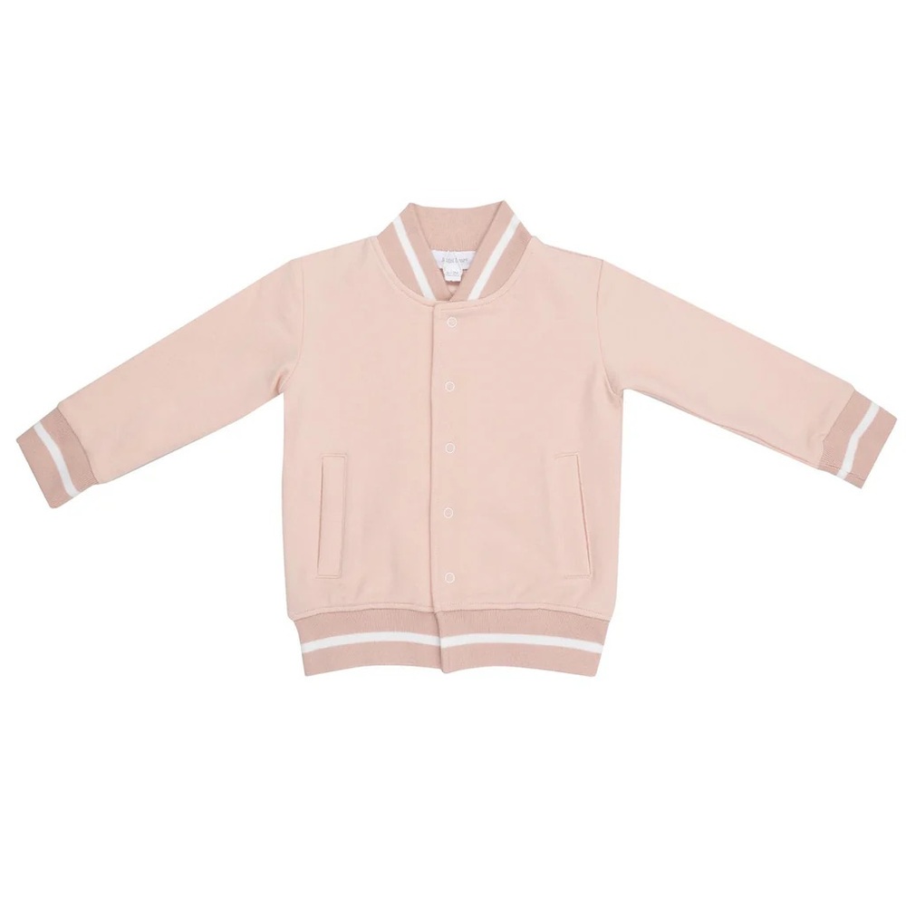 Angel Dear French Terry Letterman Jacket 6-12M - Soft Pink